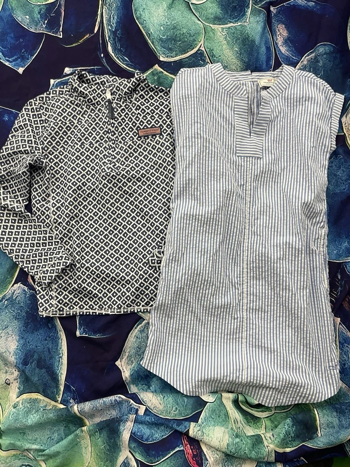 Vineyard Vines The Shep Camisa Rendimiento Geométrico 1/4 Cremallera Niñas Talla S Lote H60 Foto 1 de 4