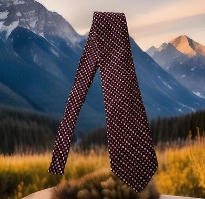 Галстук конный Firenze Италия цветок фуляра шелк красный белый синий 59 дюймов x 4 дюйма - Изображение 1 из 4