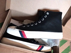 NIB Pro-Keds Royal Hi top Black Leather Sneakers Size 9.5 converse chuck taylor - Picture 1 of 7