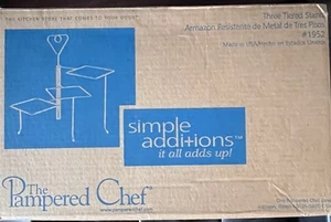 Pampered Chef Simple Additions 3 Tiered Metal Serving Stand Swivels #1952 - Picture 1 of 7