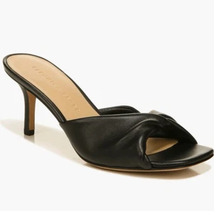 Veronica Beard Melli Sandal Women’s Size 8 M Black Leather 3” Kitten Heel Shoes - Picture 1 of 15