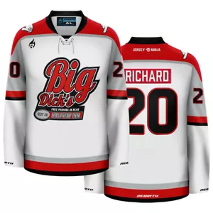 Big Dick's Halfway Inn Red Funny Hockey Jersey - Picture 1 of 6