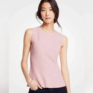 Ann Taylor Womens Size XL Sleeveless Peplum Sweater Shell Pastel Pink - Picture 1 of 9
