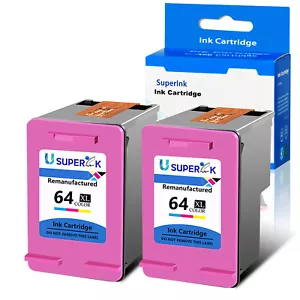 2Pk 64XL Tri-color Ink For HP ENVY Photo 7120 7130 7132 7155 7158 7164 7800 7820 - Picture 1 of 12