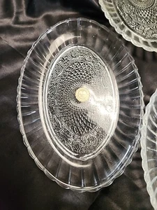 CRYSTAL CLEAR CRYSTAL GLASSWARE MADE IN TURKIYE TRELLIS 8" OVAL PLATTER  - Picture 1 of 4