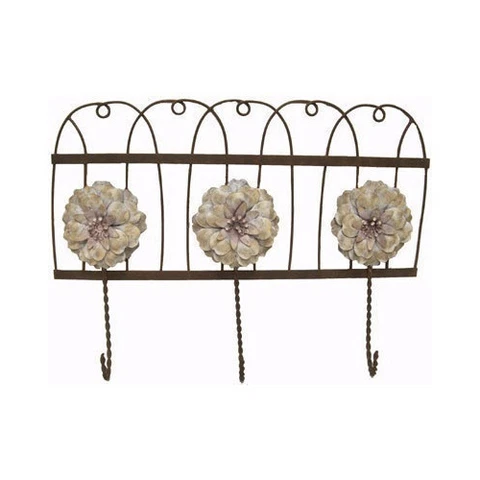 New Twisted Wire French Provincial Painted Metal Flower Wall Mount Hang Hook Set Cover