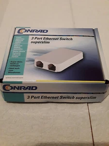 Conrad 3 Port Ethernet Switch slim - NEU OVP Bed.-Anl. - LAN Netzwerkverteiler - Bild 1 von 7