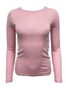 GANT Women's Preppy Pink 1x1 Rib Crew Neck Long Sleeve Top Size XS NWT - Picture 1 of 2