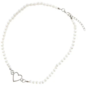 Fake Pearl Necklace Pearl Heart Necklace Faux Pearl Necklace Aesthetic Necklace - Picture 1 of 12