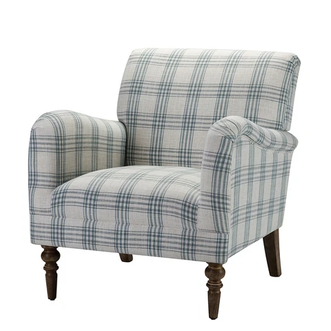 Karat Home Malia Amchair - Plaid Blue  MSRP $599.00 Cover