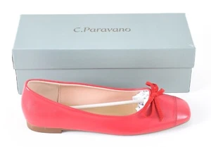 Zapatos planos de vestir de ballet C.Paravano para mujer con moño de cuero rojos talla 39 - Imagen 1 de 4