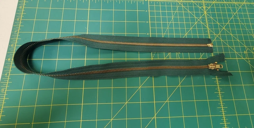 YKK Dark Green w/ Brass Metal Separating Zippers  Made in USA - Image 1 of 1