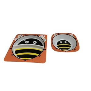 Neu 2 Stück Biene Melamin geteilt Teller und Schale Hummel Hummel - Bild 1 von 4