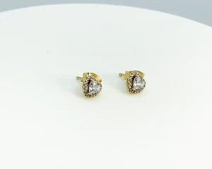 Rose Gold Plated CZ Pandora Timeless Sparkling Elevated Heart Stud Earrings - Picture 1 of 3