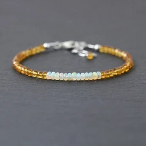Natürliches äthiopisches Opal Citrin 4-5 mm facettiertes Rondelle Edelstein Perlenarmband - Bild 1 von 5