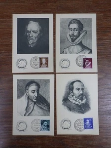 4 x FDC Carte Maximum 1951/54 Litterateurs Espagnols MARINOL Oblit. Madrid - Imagen 1 de 4