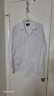 Omega Moda Para Hombre Grande Blanco Frontal Diseños L/S Abotonado - Nuevo sin Etiquetas Foto 1 de 4