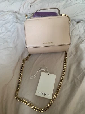 Подлинный Givenchy мини Pandora коробка кожи через плечо цепочка сумка голая бежевый - Изображение 1 из 4