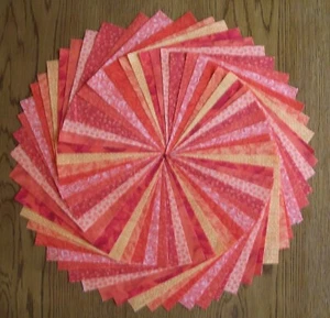 54 Orange Calico Fabric 5" Quilting Squares 100% Cotton Charm pack bundle - Picture 1 of 2