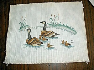 Finished Cross Stitch Piece Ducks in Water 5" x 7" - Picture 1 of 1