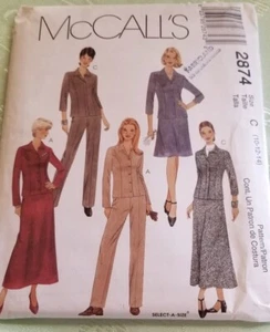 McCalls Pattern 2874 Misses Shirt Jacket Pants Bias Skirt Size 10-14 Cut Compl - Picture 1 of 2