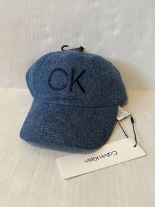 Calvin Klein Baseball Cap Mens One Size Blue Denim Adjustable Strapback Jean Hat - Picture 1 of 7