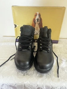 New Black Hush Puppies Leather Work Steel Chukka Boots Men's Shoes Size 8.5 - Picture 1 of 9