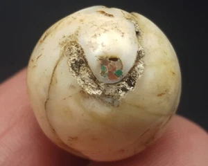 Rare Turquoise Red Coral Tibetan Shell Ball Bead Handmade Tibet #CP53 - Picture 1 of 8