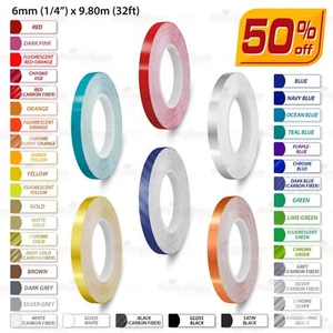 1/4" 6mm Roll Pin Stripes PinStriping Solid Trim Line Tape Vinyl Car STICKERS - Bild 1 von 51