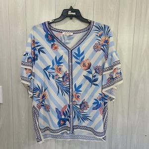 Jealous Tomato Womens Floral Boho Top Size L Flowy Large Cruise Summer Spring - Picture 1 of 10