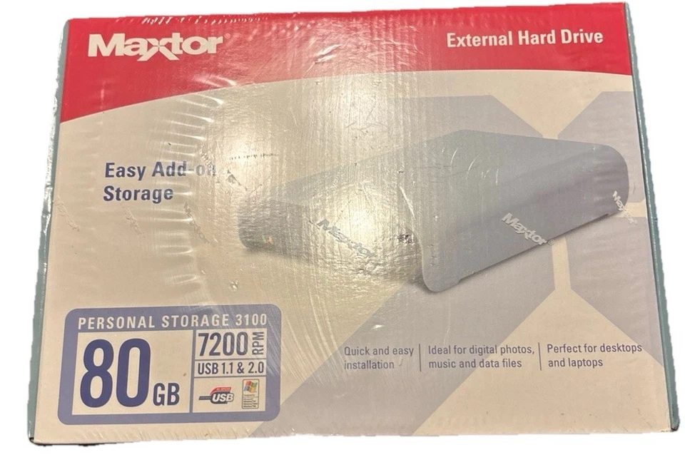 Maxtor 3100 /100GB Easy Add On Storage External Hard Drive 7200 RPM USB 1.1 & 2 - Image 1 of 1