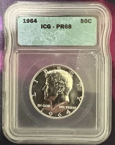 1964 Silver Kennedy Half Dollar Proof, ICG Graded, PR68! Low Mint! ๐ฅ - Picture 1 of 4
