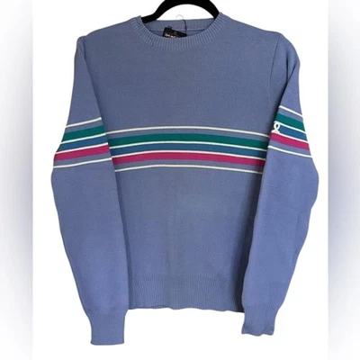 Suéter Demetre De Colección 100% Lana Virgen Púrpura Rayas Damas Talla Grande Foto 1 de 4