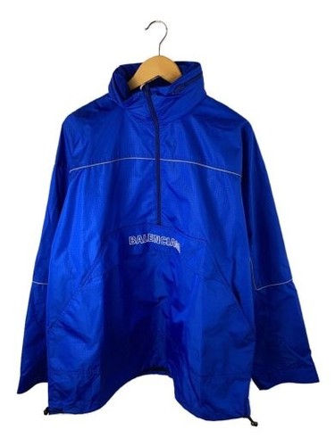 BALENCIAGA Anorak giacca a vento blouson 46 poliestere BLU 556229 TYD33