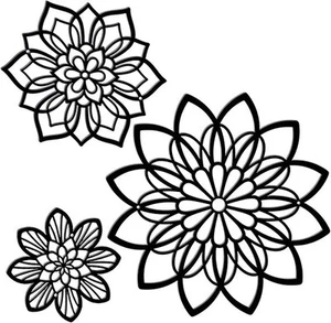 3 Stück Metall Blumen Wanddeko, schwarze Wanddeko, Blumenkunst Wanddeko - Bild 1 von 8