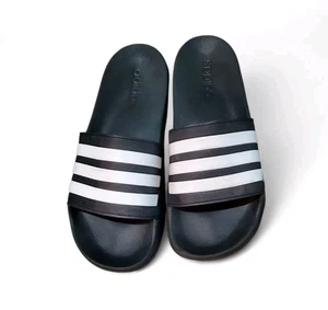 Adidas Adilette Black & White Cloudfoam Slides Sandals Men Size 10 - Picture 1 of 3