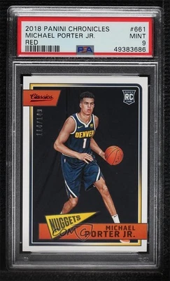 2018 Panini Chronicles Classics Red /149 Michael Porter Jr PSA 9 MINT Rookie RC - Image 1 of 2