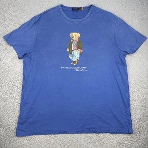 Polo Ralph Lauren camicia uomo extra large blu polo orsetto grafica vestibilità classica maglietta - Foto 1 di 9
