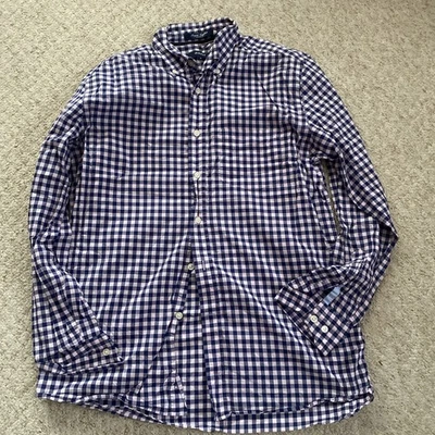 GANT Mens Shirt M Navy/Pink Blue Check Gingham Poplin Regular Fit Button Classic - Image 1 of 4