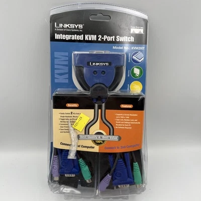 NUEVO CISCO-LINKSYS KVM2KIT INTEGRADO KVM CONMUTADOR DE 2 PUERTOS -3 piezas de salida-6 pulgadas NUEVO EN CAJA NUEVO EN PAQUETE Foto 1 de 4