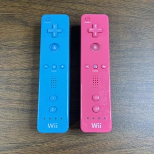 Mando a distancia Nintendo Wii RVL-003 azul y rosa juego de 2 probados - Imagen 1 de 7