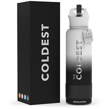 The Coldest Sports Water Bottle Straw Lid Insulated Stainless Steel- 40oz Flask