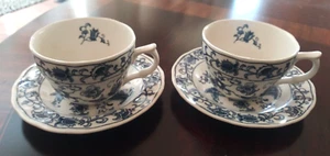 Ming Tree Double Phoenix Blue & White Tea Cup set of 2 Japan - Picture 1 of 9