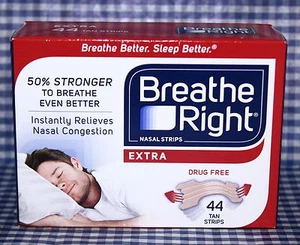 44 TAN STRIPS Breathe Right Extra Nasal Strips Relieves Congestion DRUG FREE - Picture 1 of 4