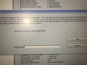 Desbloquear contraseña de BIOS Dell Precision 3420, Precision 5820, Precision 7530, XPS 9575 - Imagen 1 de 3