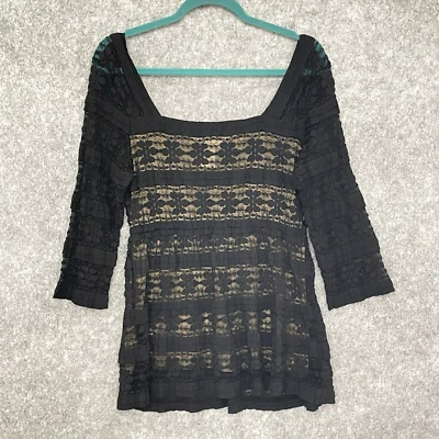 Túnica Max Studio feminina renda transparente caprichoso tamanho G preta moto bruxa gótica - Imagem 1 de 4