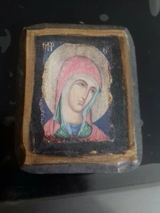 Orthodoxe Ikone auf Holz 12x10 cm mit Zertifikat auf der Rückseite Byzantinische Kopie  - Bild 1 von 5