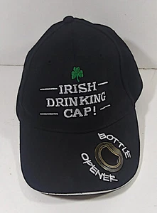 Irish Drinking Cap Bottle Opener Black One Size Adjustable Liffey Artefacts Hat - Picture 1 of 8