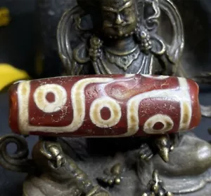 Old Agate Tibetan Talisman Ancient DZI Beads 9 Eye Totem Amulet Pendant GZI#6457 - Picture 1 of 10
