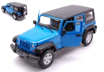 MODELLINO AUTO STATICO MAISTO JEEP WRANGLER 2015 BLU MODELLISMO SCALA 1:24 - Immagine 1 di 2